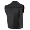 Milwaukee Leather LKM3720 Men's Black Leather Club Style Motorcycle Rider Vest with Concealed Snap Button Closure