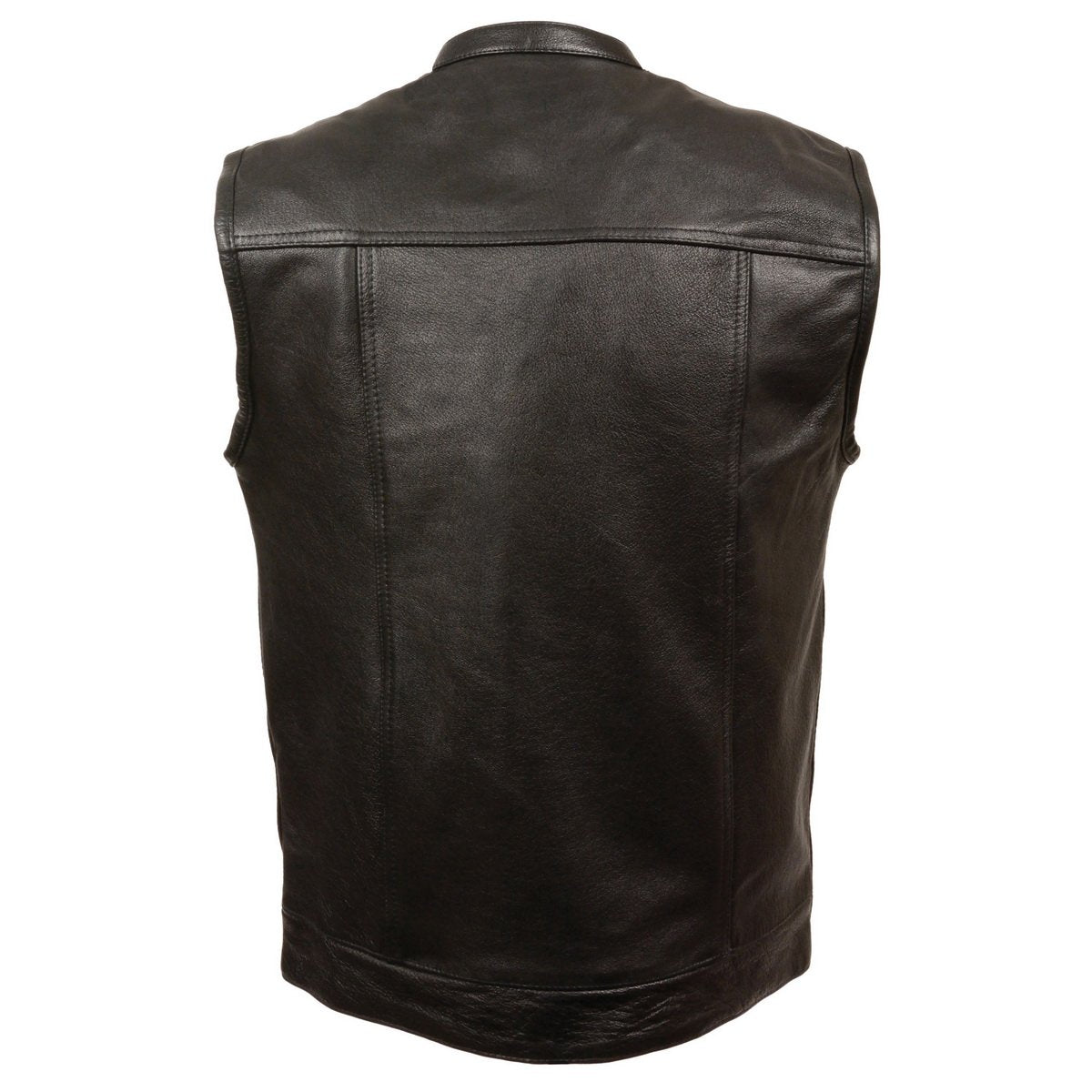 Milwaukee Leather LKM3720 Men's Black Leather Vest with Concealed Snap Button Closure and Gun Pocket - Milwaukee Leather Mens Leather Vests