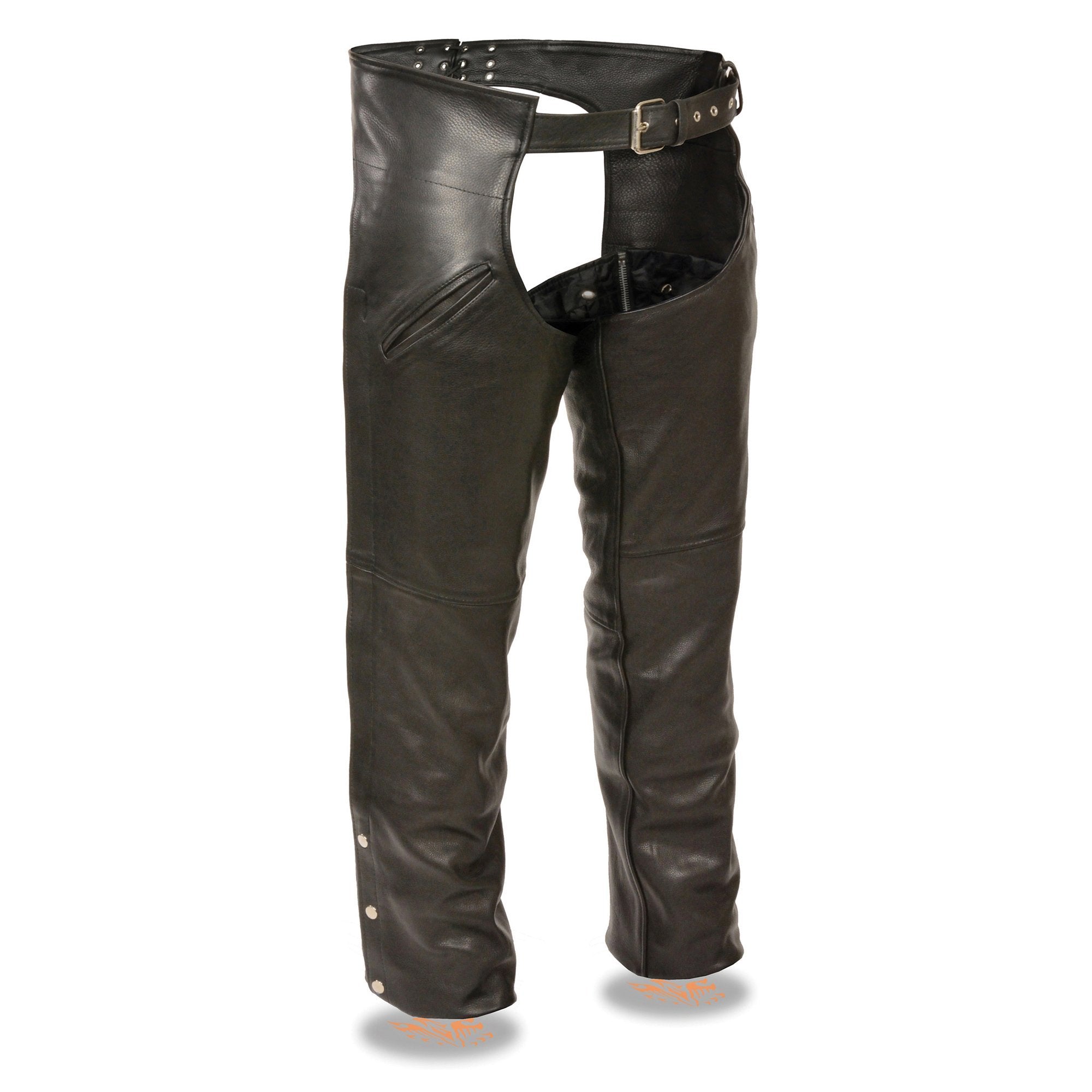 Milwaukee Leather LKM5710 Men's Black Leather Slash Pocket Chaps with Mesh Liner - Milwaukee Leather Mens Leather Chaps