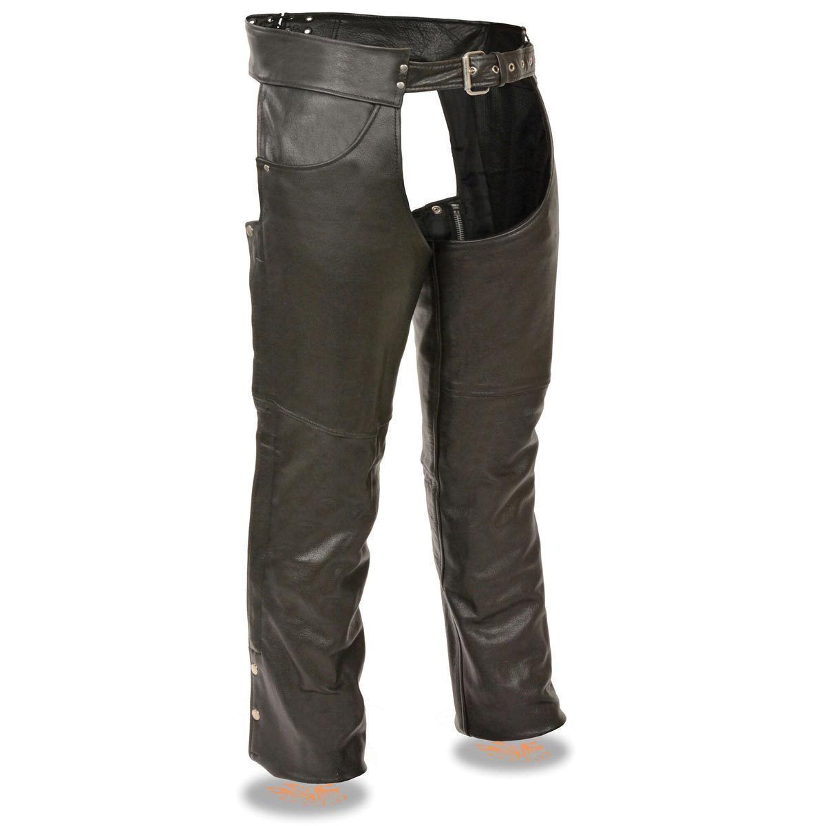 Milwaukee Leather LKM5781 Men's Black Leather Classic Chaps with Jean Pockets - Milwaukee Leather Mens Leather Chaps