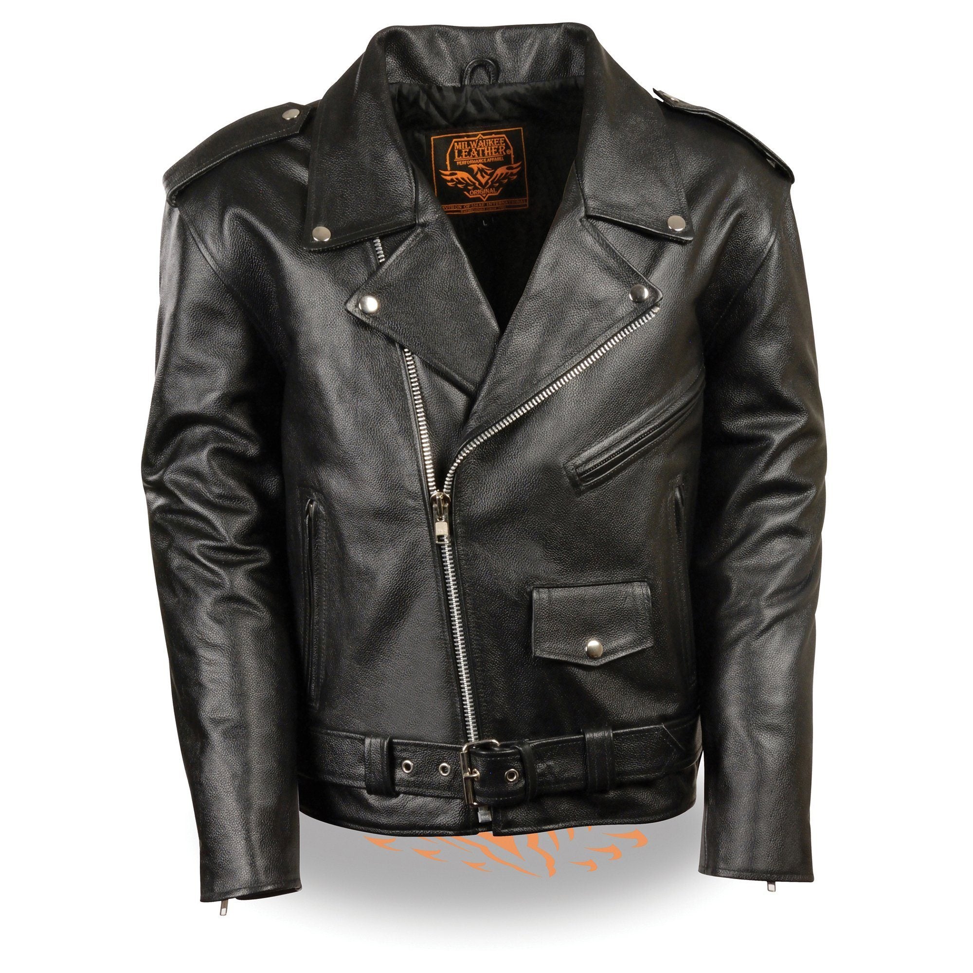 Milwaukee Leather LKY1950 Youth Size Classic Style Police Biker Leather Jacket - Milwaukee Leather Kids Leather Jackets