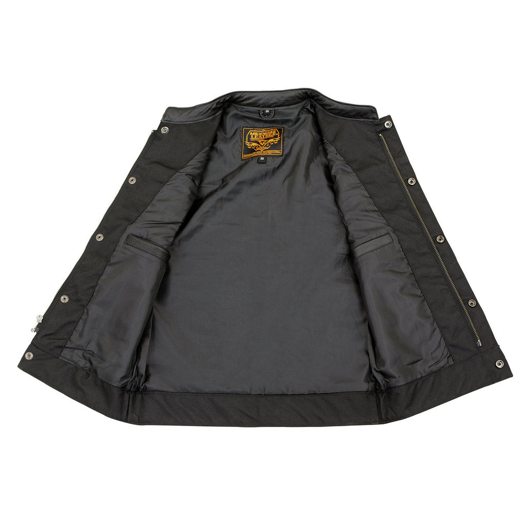 Milwaukee Leather LKY3850 Youth Size Black Leather Open Neck Club Style Motorcycle Riders Vest