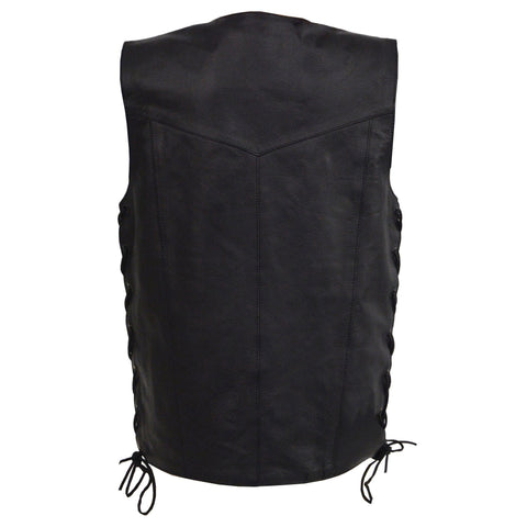 Milwaukee Leather LKY3860 Youth Size Black Leather Side Lace Biker Vest - Milwaukee Leather Youth Leather Vests
