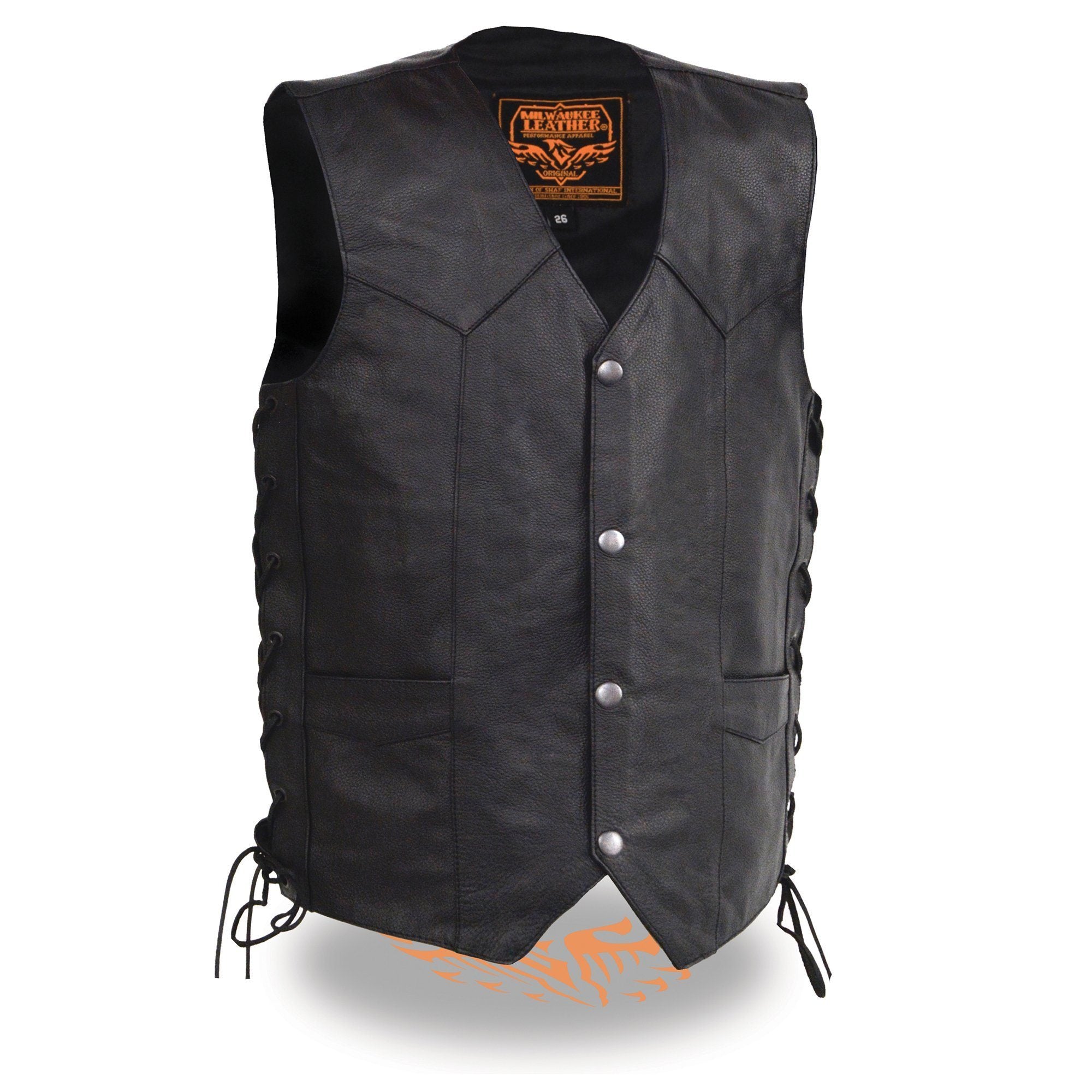 Milwaukee Leather LKY3860 Youth Size Black Leather Side Lace Biker Vest - Milwaukee Leather Youth Leather Vests