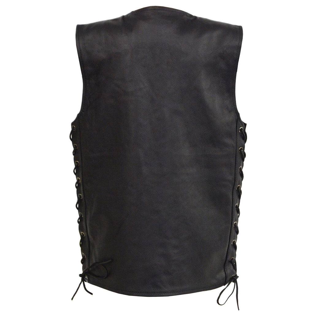 Milwaukee Leather LKY3870 Youth Size Snap Front and Side Laces Leather Vest - Milwaukee Leather Youth Leather Vests