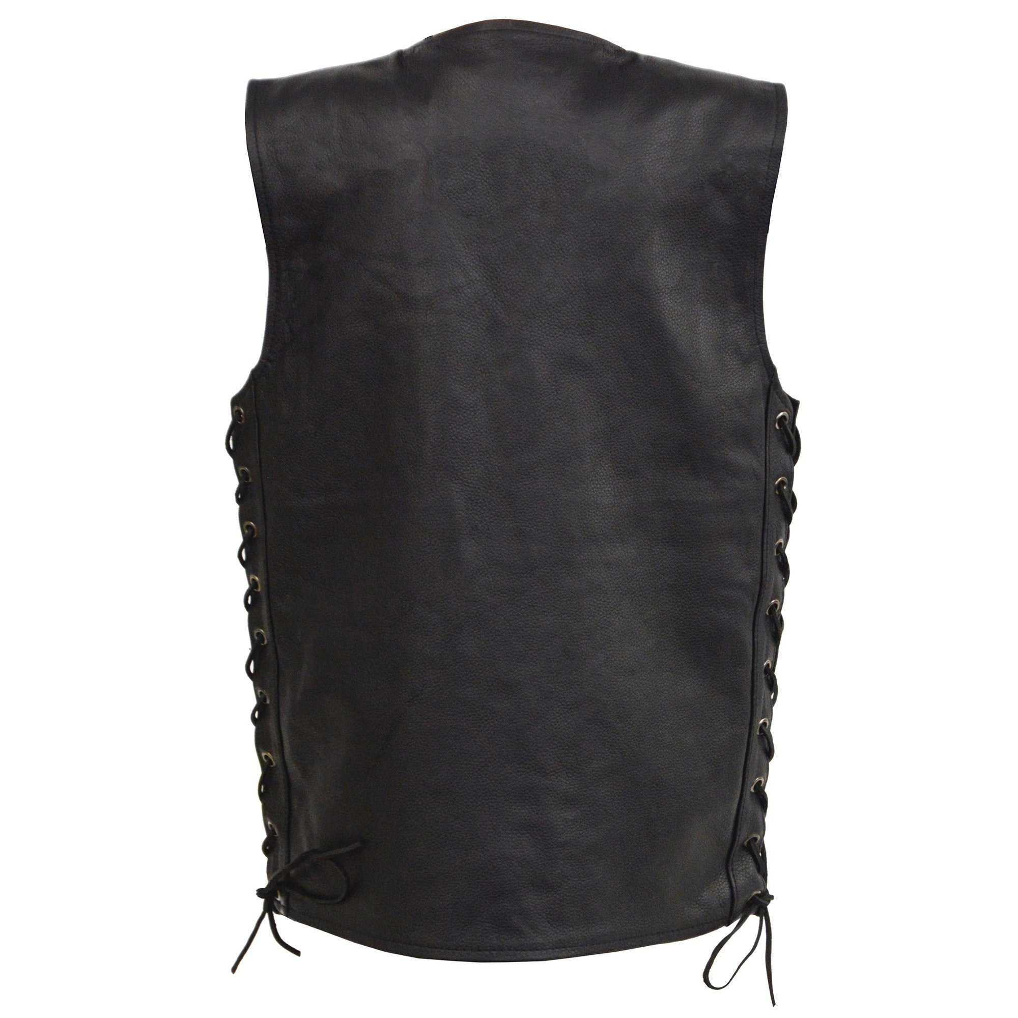 Milwaukee Leather LKY3870 Youth Size Snap Front and Side Laces Leather Vest - Milwaukee Leather Youth Leather Vests