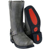 Xelement LU1605 Men's 13in Stone Wash Black Leather Harness Motorcycle Boots