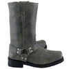 Xelement LU1605 Men's 13in Stone Wash Black Leather Harness Motorcycle Boots