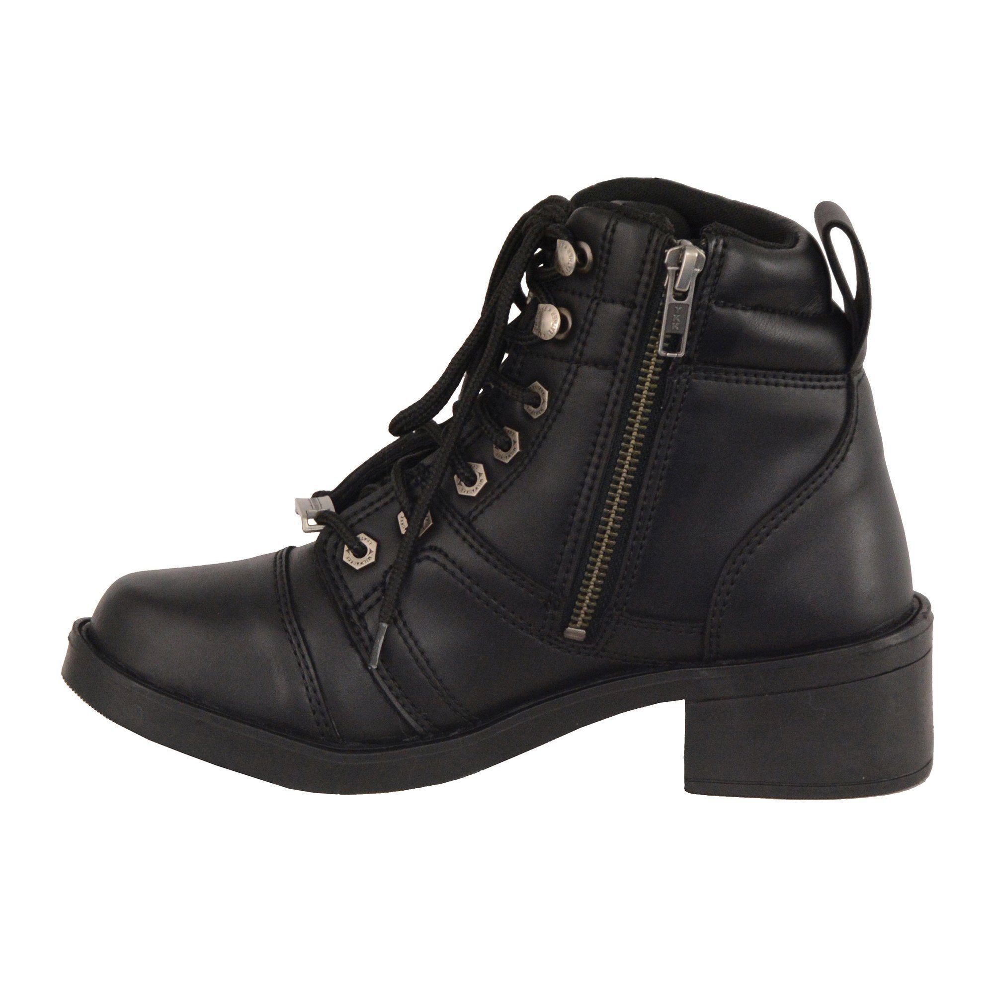 Milwaukee Leather MBK9255 Boys Black Lace-Up Boots with Side Zipper Entry