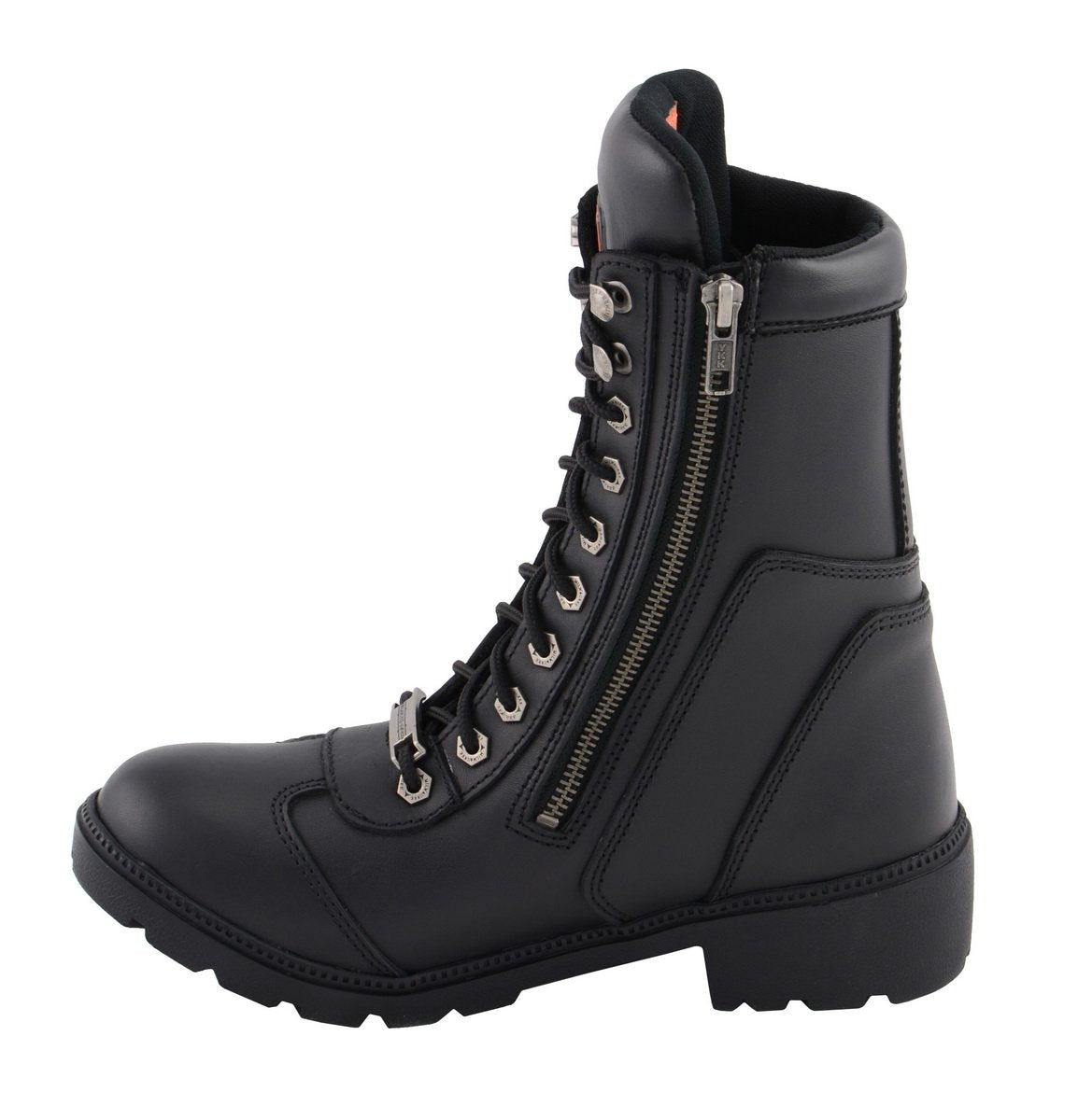 Milwaukee Leather MBL9301 Womens Black Lace-Up Boots with Side Zipper Entry - Milwaukee Leather Womens Boots