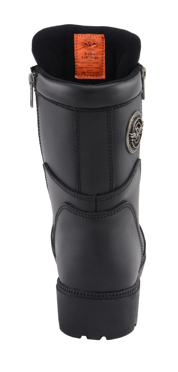 Milwaukee Leather MBL9301 Womens Black Lace-Up Boots with Side Zipper Entry - Milwaukee Leather Womens Boots