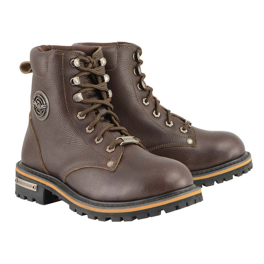Milwaukee Leather MBL9308 Women's Dark Brown Leather Lace-Up Boots for Bikers | Outdoors | Casual