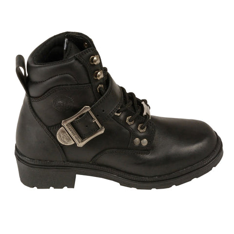 Milwaukee Leather MBL9310 Womens Lace-Up Black Engineer Motorcycle Boots - Milwaukee Leather Womens Boots