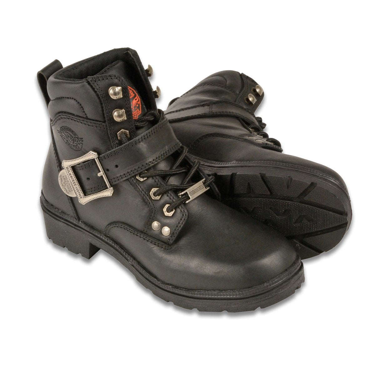 Milwaukee Leather MBL9310 Womens Lace-Up Black Engineer Motorcycle Boots - Milwaukee Leather Womens Boots
