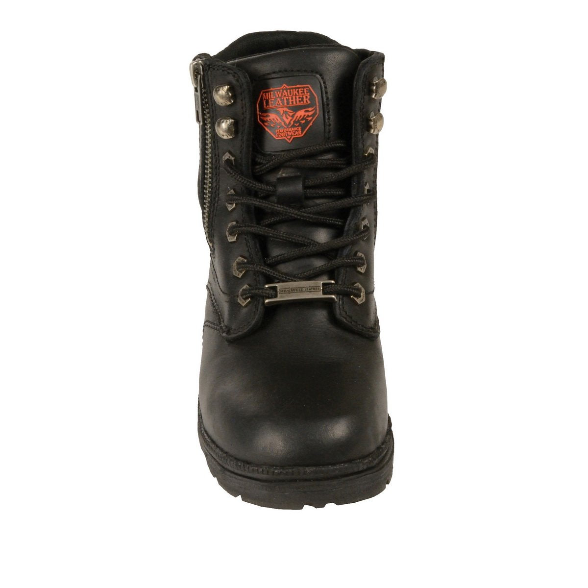 Milwaukee Leather MBL9320 Womens Black Lace-Up Boots with Side Zipper - Milwaukee Leather Womens Boots