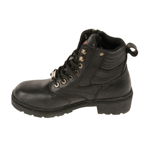 Milwaukee Leather MBL9320W Womens Wide Width Black Lace-Up Motorcycle Boots - Milwaukee Leather Womens Boots
