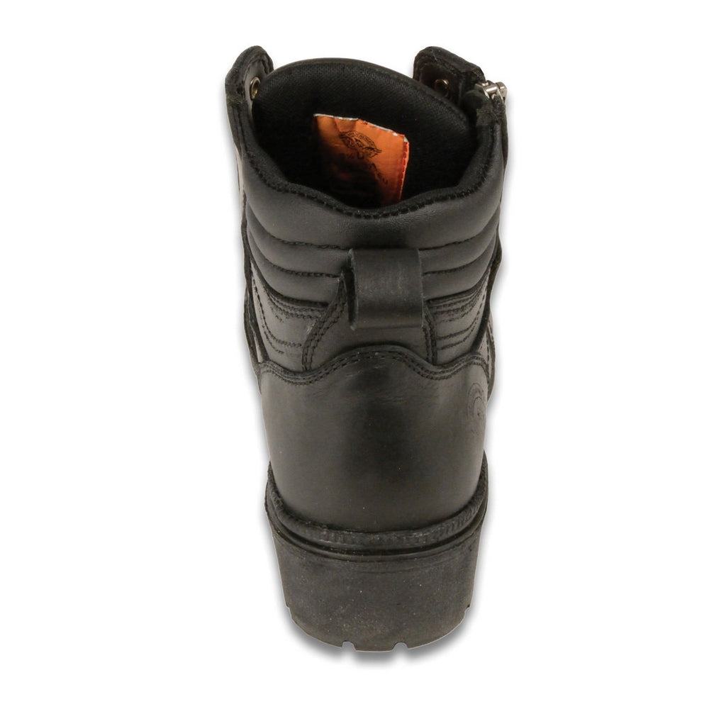 Milwaukee Leather MBL9320W Womens Wide Width Black Lace-Up Motorcycle Boots - Milwaukee Leather Womens Boots