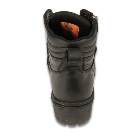 Milwaukee Leather MBL9320W Womens Wide Width Black Lace-Up Motorcycle Boots - Milwaukee Leather Womens Boots