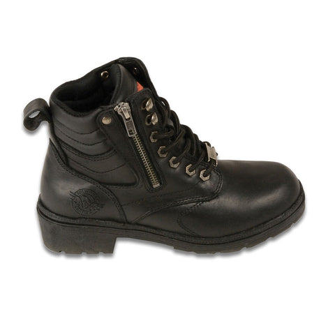 Milwaukee Leather MBL9320W Womens Wide Width Black Lace-Up Motorcycle Boots - Milwaukee Leather Womens Boots