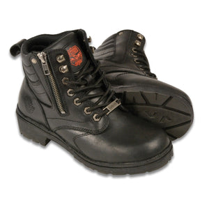 Milwaukee Leather MBL9320 Womens Black Lace-Up Boots with Side Zipper - Milwaukee Leather Womens Boots