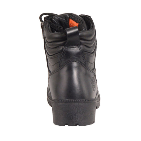 Milwaukee Leather MBL9321WP Womens Black Waterproof Lace-Up Boots with Side Zipper - Milwaukee Leather Womens Boots