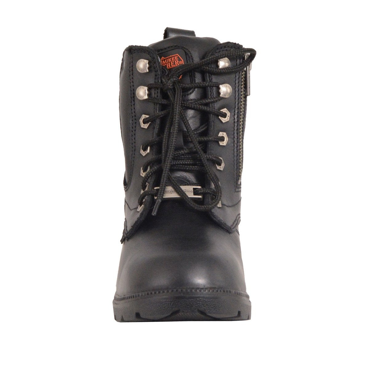 Milwaukee Leather MBL9321WP Womens Black Waterproof Lace-Up Boots with Side Zipper - Milwaukee Leather Womens Boots