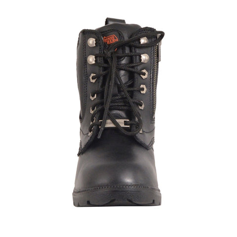 Milwaukee Leather MBL9321WP Womens Black Waterproof Lace-Up Boots with Side Zipper - Milwaukee Leather Womens Boots
