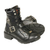 Milwaukee Leather MBL9325 Womens Black Lace-Up Leather Boots with Side Zipper - Milwaukee Leather Womens Boots