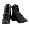 Milwaukee Leather MBL9325W Women's Wide Width Lace-Up Black Leather Boots with Zippers