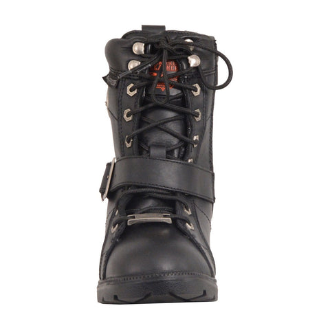Milwaukee Leather MBL9326WP Womens Black Lace-Up Waterproof Leather Boots with Side Zippers - Milwaukee Leather Womens Boots
