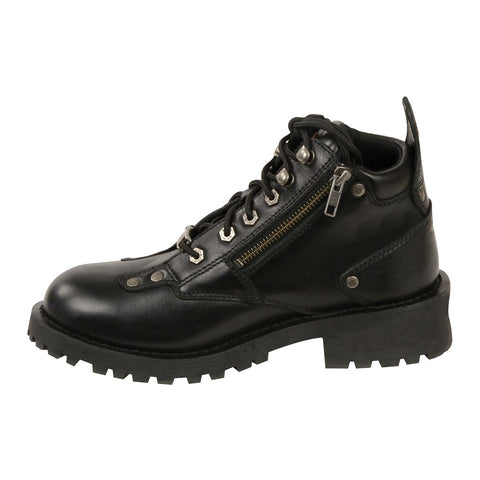 Milwaukee Leather Boots MBL9335 Women's Low Cut Lace to Toe Leather Riding Boots - N/A