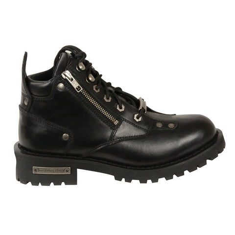Milwaukee Leather Boots MBL9335 Women's Low Cut Lace to Toe Leather Riding Boots - N/A