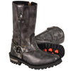 Milwaukee Leather MBL9362 Womens 11 Inch Distressed Grey Classic Harness Square Toe Leather Boots - Milwaukee Leather Womens Boots