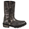 Milwaukee Leather MBL9362 Womens 11 Inch Distressed Grey Classic Harness Square Toe Leather Boots - Milwaukee Leather Womens Boots