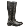 Milwaukee Leather MBL9365 Ladies Black 14 Inch Classic Harness Square Toe Leather Tall Boots with Lacing - Milwaukee Leather Womens Boots