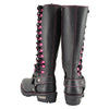 Milwaukee Leather MBL9367 Women's Black 14-inch Leather Harness Boots with Fuchsia Accent Lacing