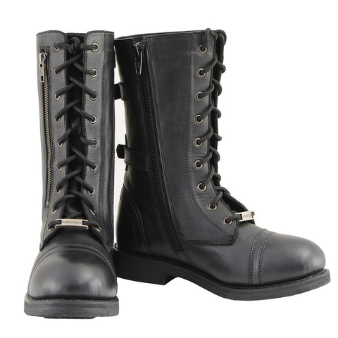 Milwaukee Leather MBL9369 Women's Black Tactical Lace-Up and Zipper Boots