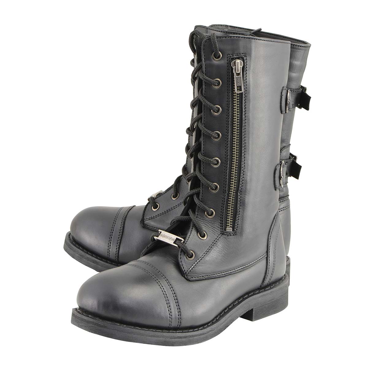 Milwaukee Leather MBL9369 Women's Black Tactical Lace-Up and Zipper Boots