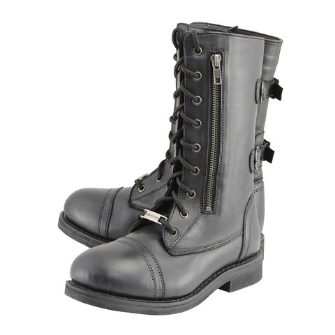 Milwaukee Leather MBL9369 Women's Black Tactical Lace-Up and Zipper Boots