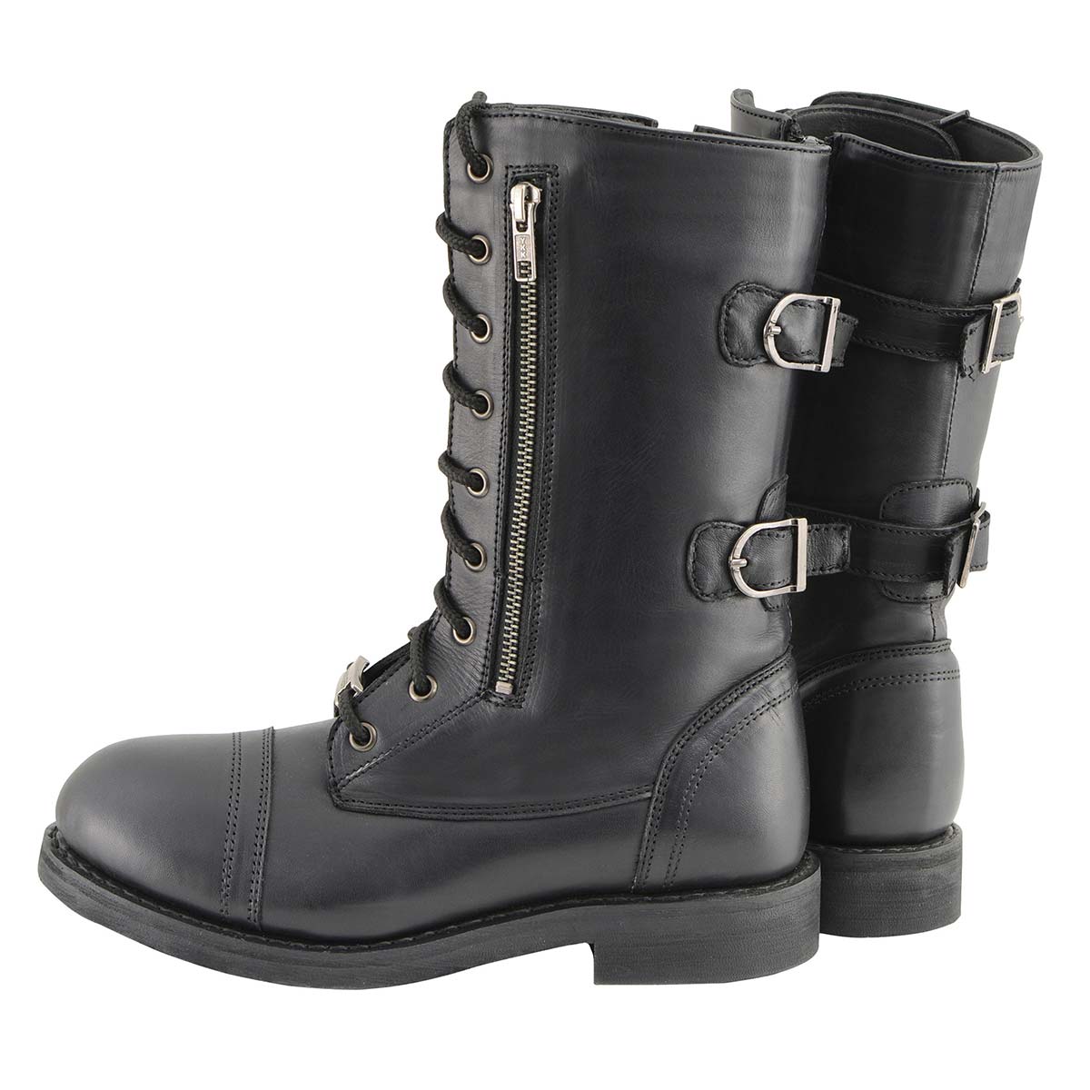 Milwaukee Leather MBL9369 Women's Black Tactical Lace-Up and Zipper Boots