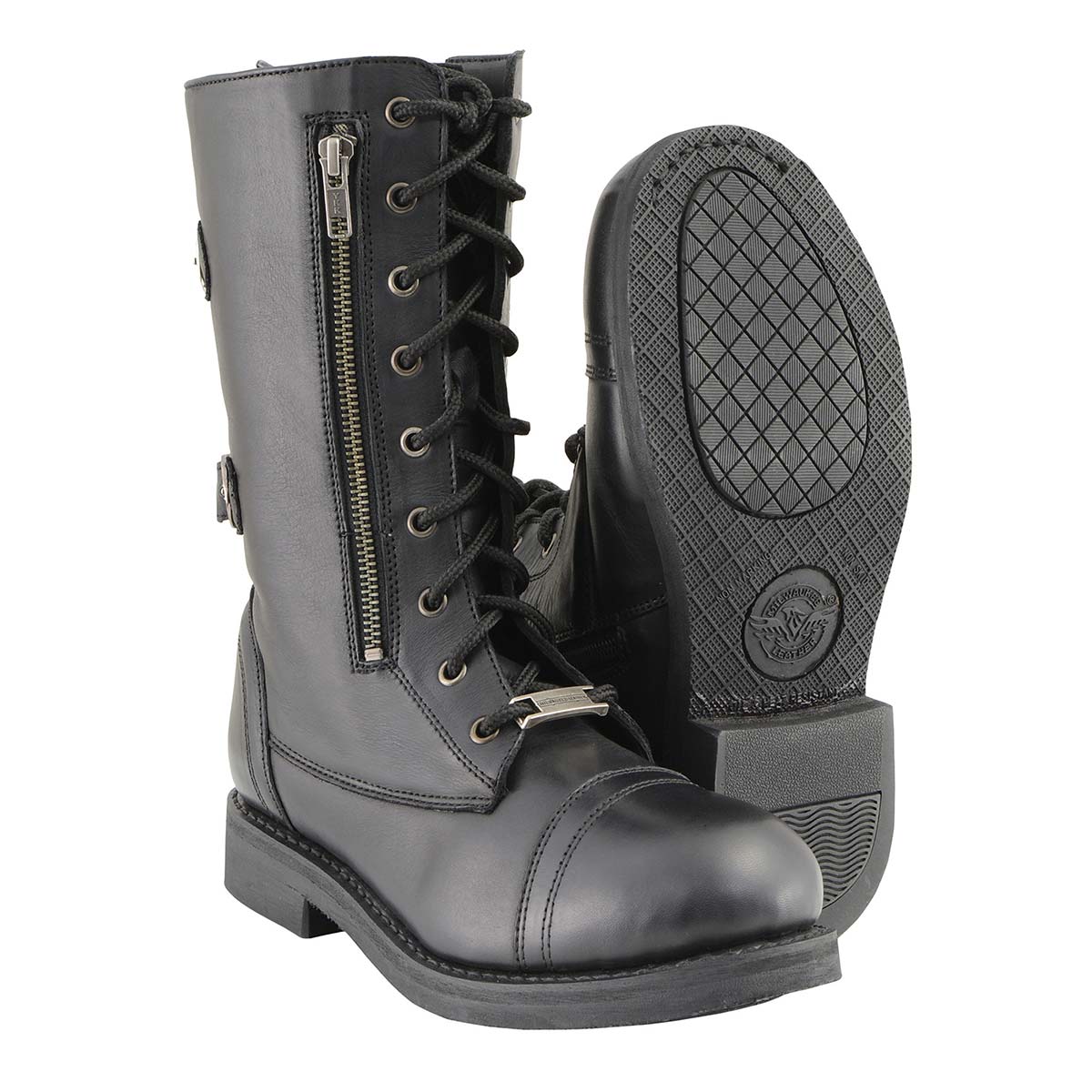 Milwaukee Leather MBL9369 Women's Black Tactical Lace-Up and Zipper Boots