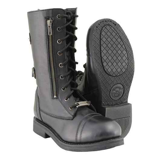 Milwaukee Leather MBL9369 Women's Black Tactical Lace-Up and Zipper Boots
