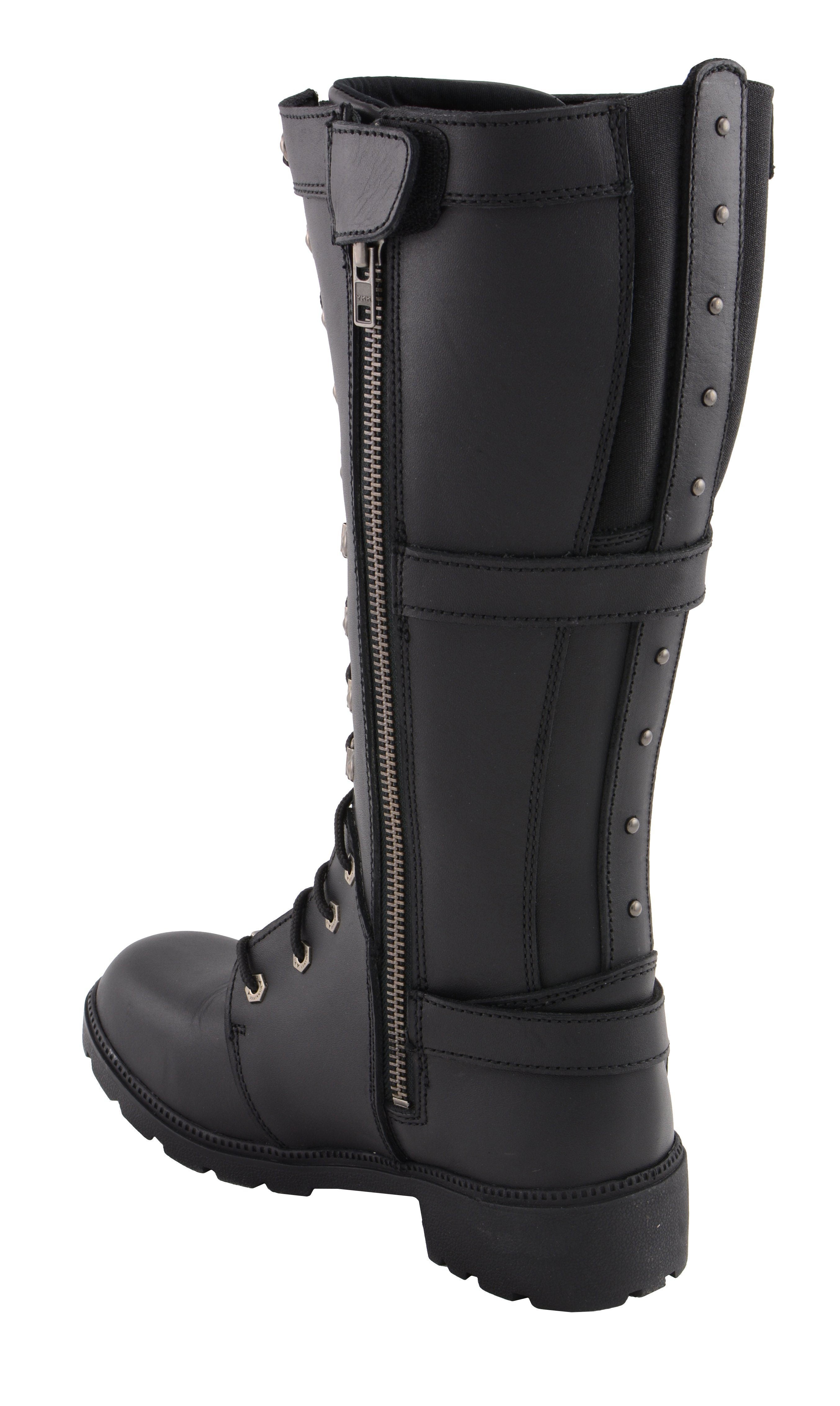 Milwaukee Leather MBL9380 Women's Black 'Jane' 15-inch Leather Combat Style Harness Boots