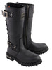 Milwaukee Leather MBL9385 Women's Black 15-Inch Calf Laced Leather Riding Boots with Side Zipper