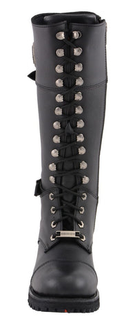 Milwaukee Leather MBL9390 Womens  Black 16 inch Lace-Up Front Cap Toe Riding Boots - Milwaukee Leather Womens Boots