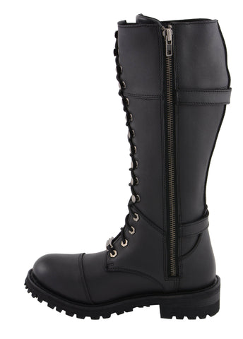 Milwaukee Leather MBL9390 Womens  Black 16 inch Lace-Up Front Cap Toe Riding Boots - Milwaukee Leather Womens Boots