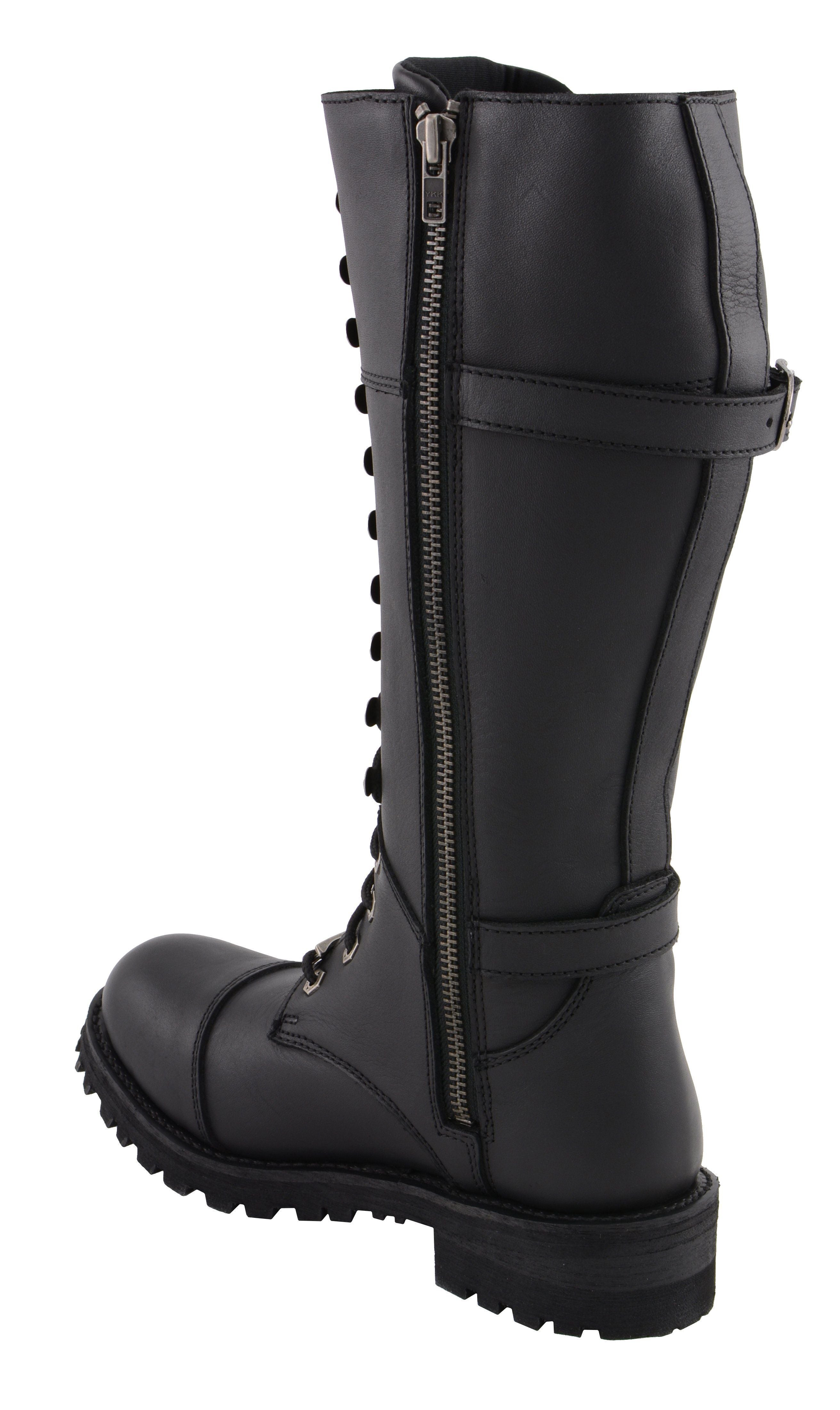 Milwaukee Leather MBL9390 Womens  Black 16 inch Lace-Up Front Cap Toe Riding Boots - Milwaukee Leather Womens Boots