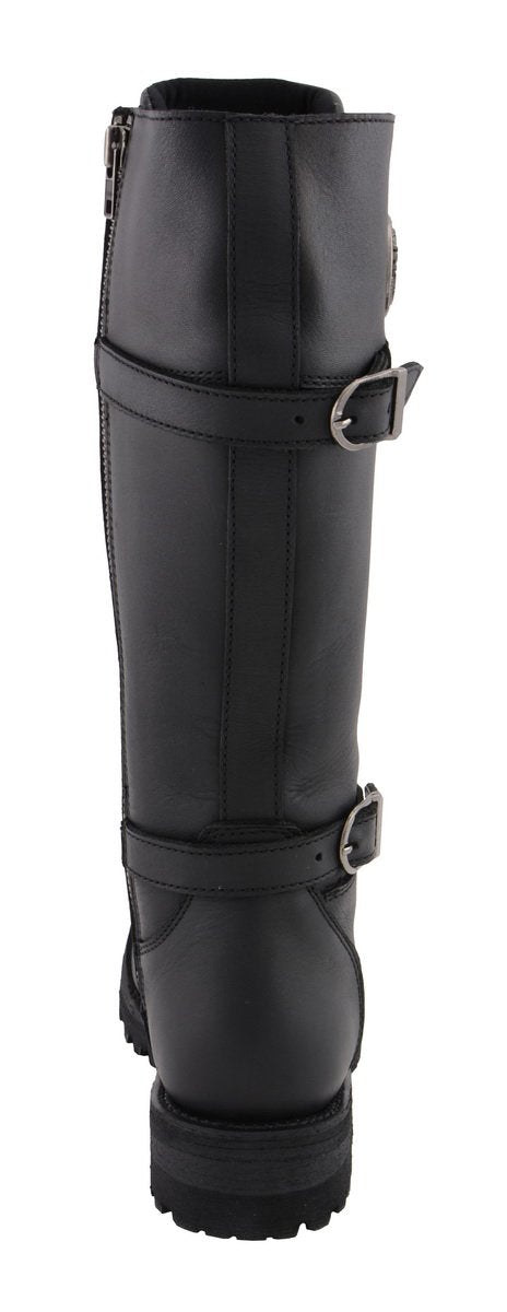 Milwaukee Leather MBL9390 Womens  Black 16 inch Lace-Up Front Cap Toe Riding Boots - Milwaukee Leather Womens Boots