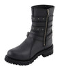 Milwaukee Leather MBL9399 Women's 9 Inch Black Triple Buckle Leather Harness Boots with Side Zipper Entry