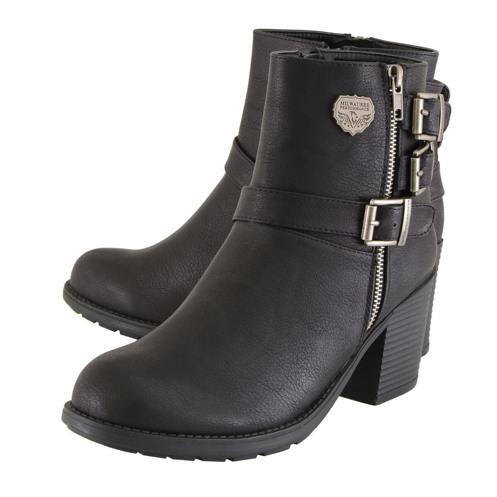 Milwaukee Performance MBL9405 Women's Black Boots with Side Zipper and Triple Buckle Adjustment